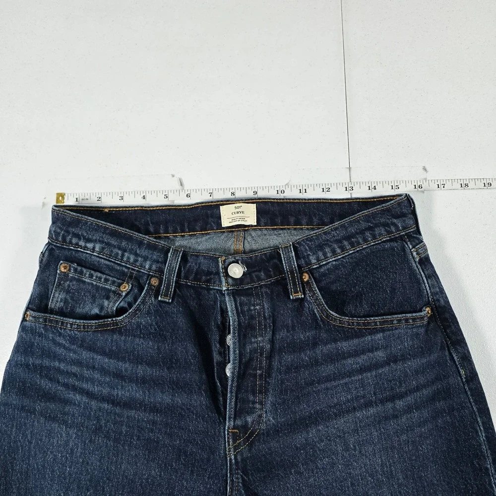 Levis 501 Curve Mens Dark Wash Blue Straight‎ Leg Button Fly Jeans 31x30 CW-1425